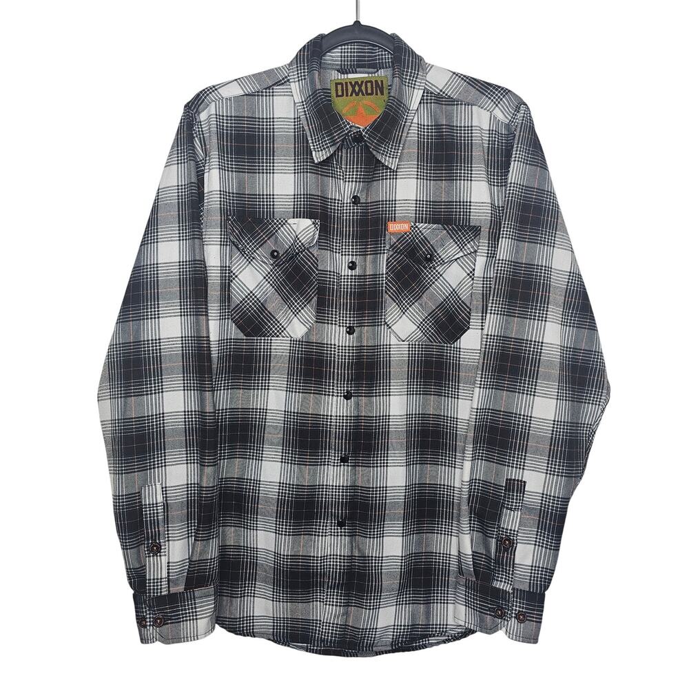DIXXON Men's Arthur Black Plaid Flannel Shirt Size S Pearl Snap Shacket Biker